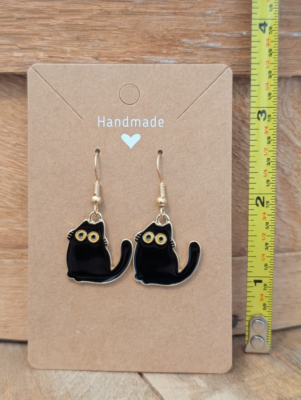 Cat Enamel Metal Earrings NEW